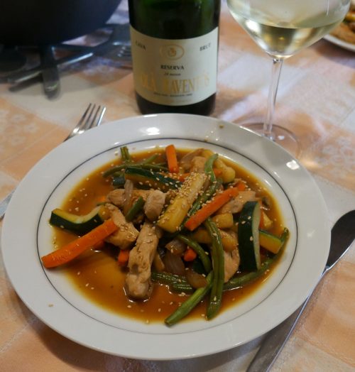 Turkey Wok with Cava and Vegetables